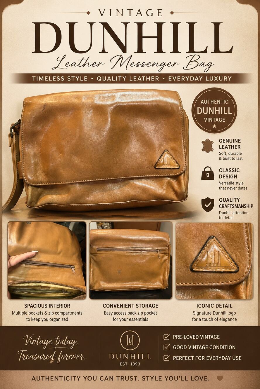 dunhill London Vintage Brown leather messenger bag